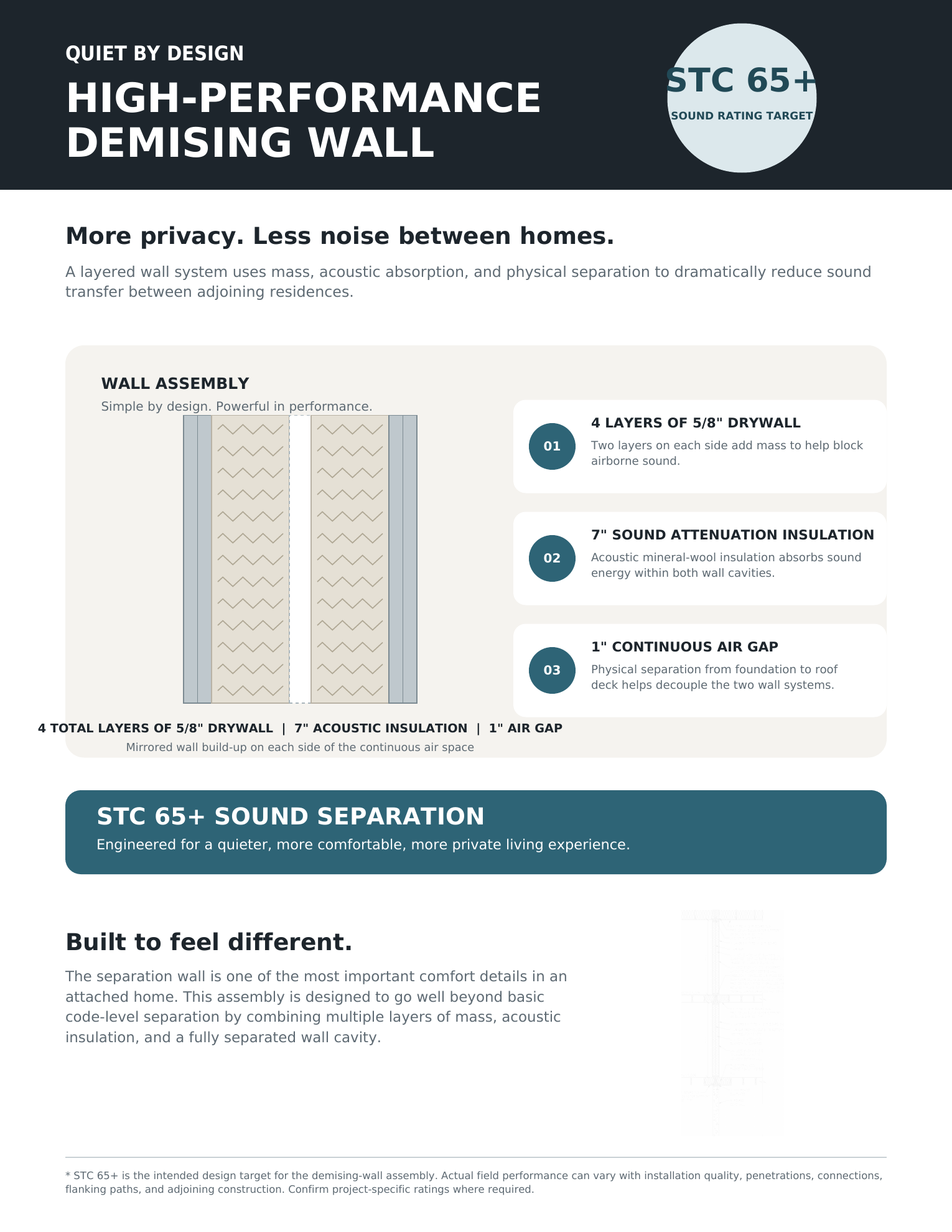 High performance demising wall sound suppression graphic