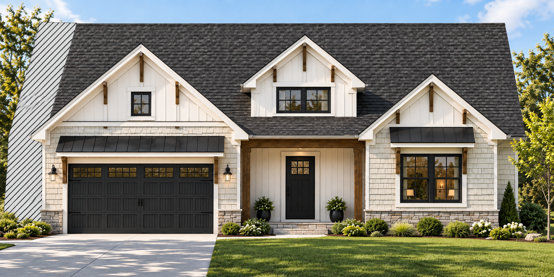 Station 3 modern farmhouse cluster-home architectural rendering
